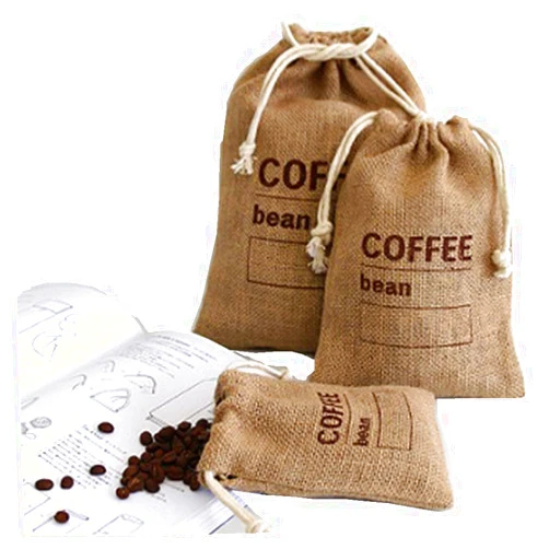 AOBBYBBS Cereals Jute Woven Bundles Coffee Bean Bags Kitchen Sundries Peas Bags Sacks Date Record Natural Burlap Bags Drawstring Reusable (1, S+M+L)