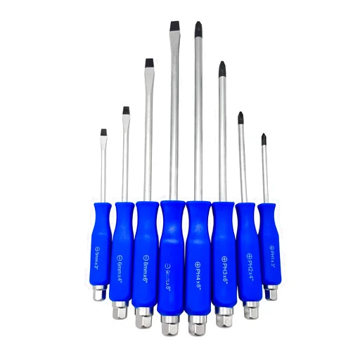 LiMePng 8PC Hammer Head Screwdriver Set CRV Witjh Magnetic Tips Falt And Phillips Screwdriver Hand Tool Kit LiMePng (Color : Blue)