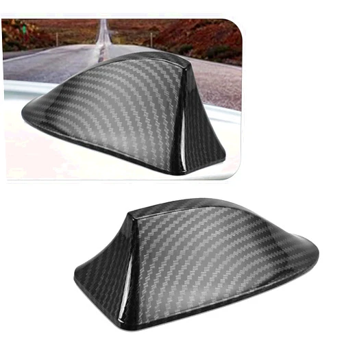 Getfay 1 PC Car Shark Fin Antenna, Signal Enhancement Reduce Wind Drag Roof Tail Decoration, No Punching Paste Installation Antenna, Universal for Car Modification Accessory (Carbon Fiber Black)