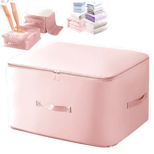 Jurliful Upgrade Ultra Space Saving Self Compression Organizer,Storage Tote for Space Saving, Heavy Duty Moving Bags, Compression Duvet Storage Bag Large Capacity Bag for Quilts, Pillows, Blankets(Pink, XL)