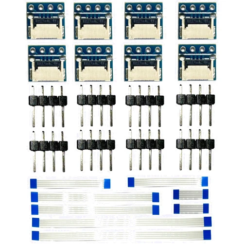 Plantmate Mini DIP Pitch 2.54mm to FPC-4Pin Pitch 1.0mm Cable Double-Side Socket Converter Connector with FFC/FPC Cables (Pack of 8 adapters 8 Cables)
