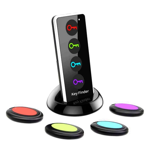 Megtaight key finder locator with sound,Megtaight,80dB+ RF Item Locator Tags with 130ft Working Range, 1 RF Transmitter & 4 Receivers,Wireless Remote Finder for Finding Key Phone Glasses Wallet Pet Tracker...