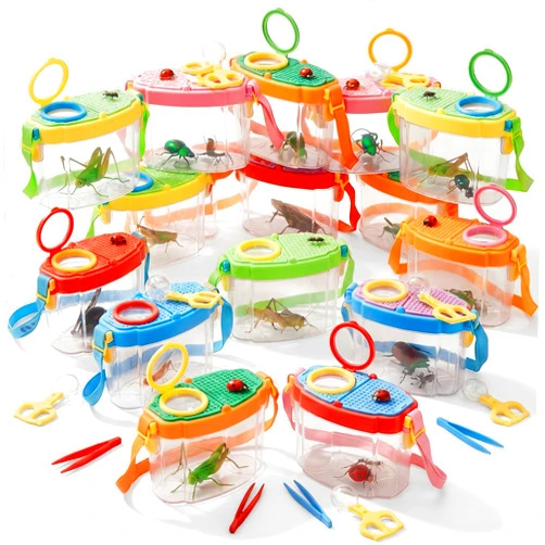 Halloscume 12 Set Bug Catcher for Kids Bug Viewer and Insects Tweezer for Students, Critter Catching Kit Magnifying Insect Cage Container Kit for Kids Outdoor Science Nature Exploration