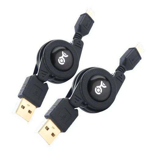 Cable Matters 2-Pack Retractable Micro USB Cable - 2.5 Feet
