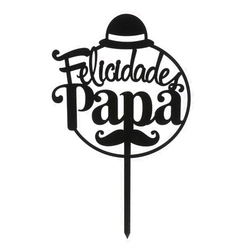 Dekora, Father's Day Cake Topper, Felicidades Papa Message, Moustache Black Design