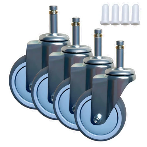 BAISASY 4 Inch Swivel Stem Caster, 7/16inch x 1-3/8inch (Stem Diameter 7/16inch, Stem Length 1-3/8inch) Stem Casters Set of 4, Heavy Duty Swivel Wheel No Brake, Casters Wheels for Workbench Trolley