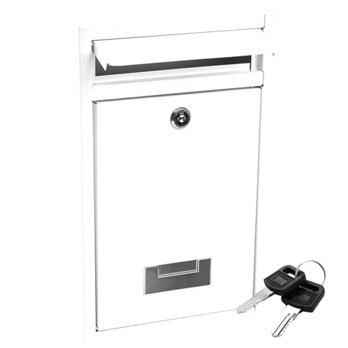 DEAYOU Mailbox with Key Lock, Steel Cover Metal Dropbox for Envelope, Letter, Home, Office Business, White