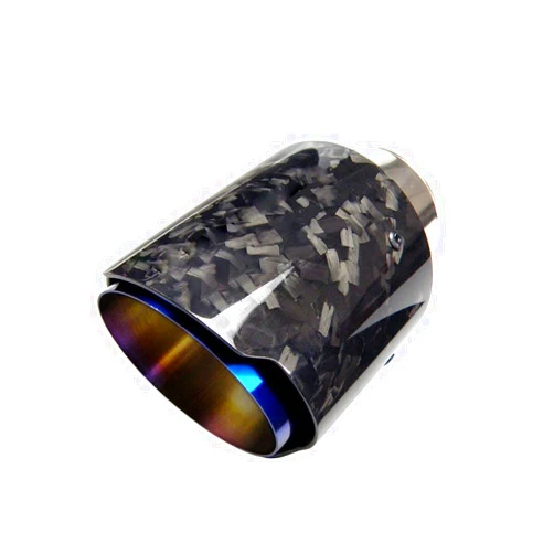 CARMON Car Forged Carbon Fiber Exhaust Pipe Muffler Tips with Blue Burnt 304 Stainless Steel 4inch outlet (inlet 2.5“ outlet 4”)