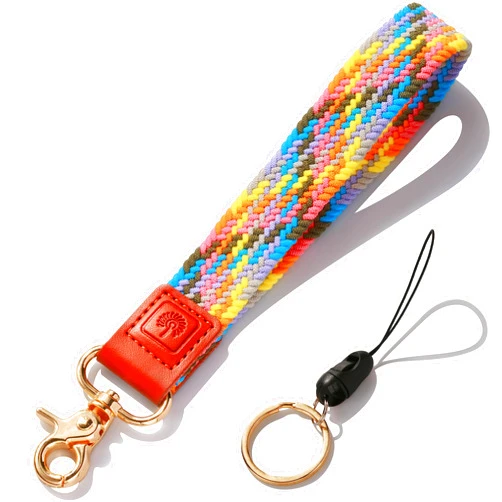PikPok Mart Wristlet Keychain Lanyard, Stretchy Wrist Lanyard for Keys, Elastic Braided Key Chain Strap ID Badge Wallet Holder
