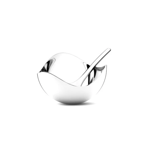 Georg Jensen Bloom Salt Cellar with Spoon