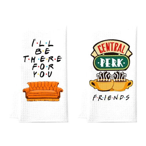 Homythe Friends Kitchen Towels, Friends Merchandise Gifts Kitchen Decor, 2 Pack Cute Friends Dish Towels - Birthday Housewarming Gifts for Friends Fans