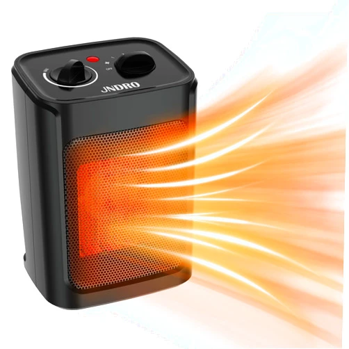 JNDRO Portable Electric Space Heater - 1500W/750W Safe and Quiet Ceramic mini Heater Fan with Thermostat, Heat Up 200 Square Feet for Room Office Desk Indoor Use