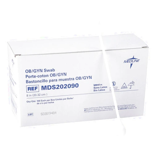Medline OB/GYN Non-Sterile Swabs with Rayon Tip, Plastic Shaft, 8