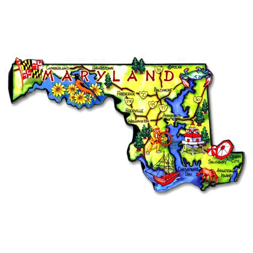 Classic Magnets Maryland Artwood State Magnet Collectible Souvenir by Classic Magnets