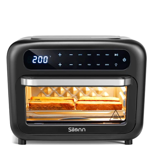 Silonn Air Fryer Oven, 2-in-1 Smart Air Fryer Toaster Oven Combo, 14QT Stainless Steel Air Fryer Oven with Digital Countertop, Natural Convection Roast Bake, Black