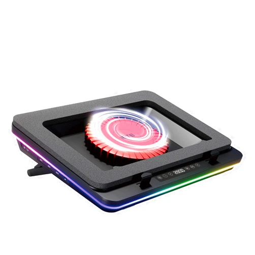 IETS GT600 RGB Laptop Cooling Pad Equipped with Gigantic Turbo-Fan（5.5inch Diameter）,Sealed Foam for Rapid Cooling Gaming Laptop,14.1-19.3 inch Laptop Cooler with 3-Port USB Hub,Dust Filter