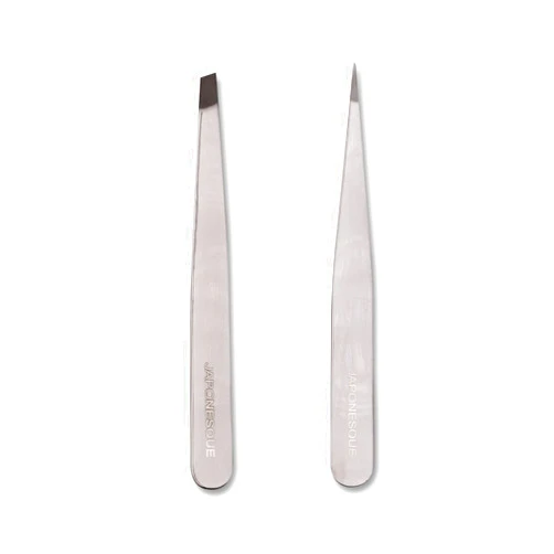 JAPONESQUE Slant and Point Tweezers Set, for Defining and Shaping Brows, Made with Hand-Sharpened Stainless, Ideal for Travel