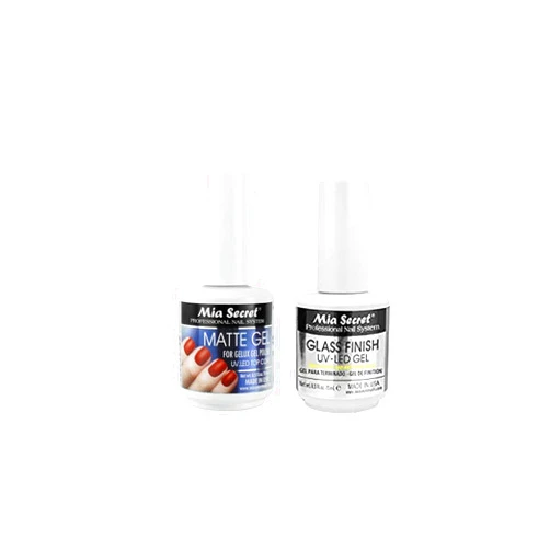 Mia Secret Glass Finish UV-LED Gel 1/2 oz (FG-6S) & Mia Secret Matte Gel 0.5 oz (MATTE-GEL)