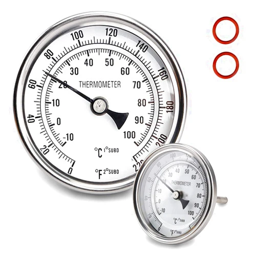 JANSAMN Dial Thermometer, Stainless Steel Thermometer for Home Brewing, 1/2 NPT Kettle Thermometer with Lock Nut & O-Ring(3
