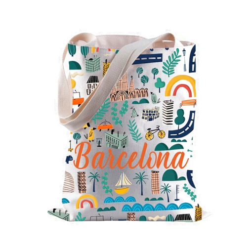 BLUPARK Barcelona Map Tote Bag Barcelona Travel Souvenirs Gift Barcelona City Street Map Grocery Bag Moving To Barcelona Gift