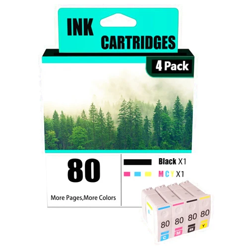 KFLXJW Compatible for HP 80 Ink Cartridges Designjet 1000C 1050C 1055C High Yield Replacement Cartridge Printer Refill Combo Pack Multicolor, Combination Package × 4