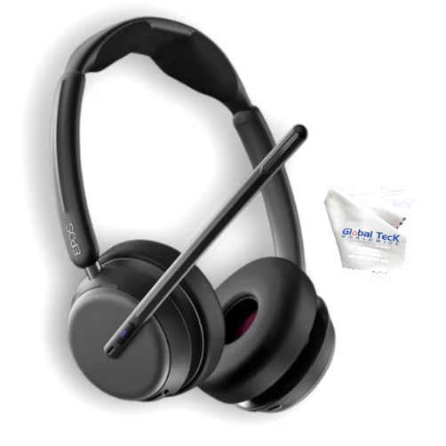 Global Teck Worldwide EPOS Impact 1060T ANC Stereo Bluetooth Headset (Teams Version) Bundled with Global Teck Gold Support Plan and Microfiber Cloth - for Conferencing, Distance Learning, Remote Work, School, Streaming
