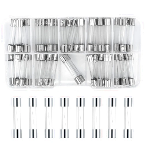 WoshilaoDS 50 Pcs Glass Fuses Assortment Kit, 6x30mm/0.23x1.2 inch Fast-Blow Glass Tube Fuses, 0.5A/1A/2A/3A/4A/5A/6A/10A