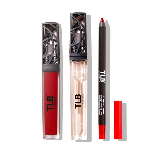 The Lip Bar Vegan Lip Kit, with Straight Face Lip Liner, Bawse Lady Liquid Matte Lipstick, and Minimalist Non-Sticky Lip Gloss, 3 pieces