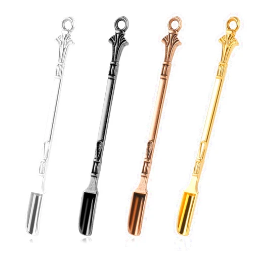 Hariendny Mini Spoons Set of 4 Mini Shovel Spice Spoon Small Spoons for Spice Tiny Spoons for Powder Small Spice Spoon Mini Spatulas Spoon Small Gold, Silver, Antique Brass, Black Gray Spoons