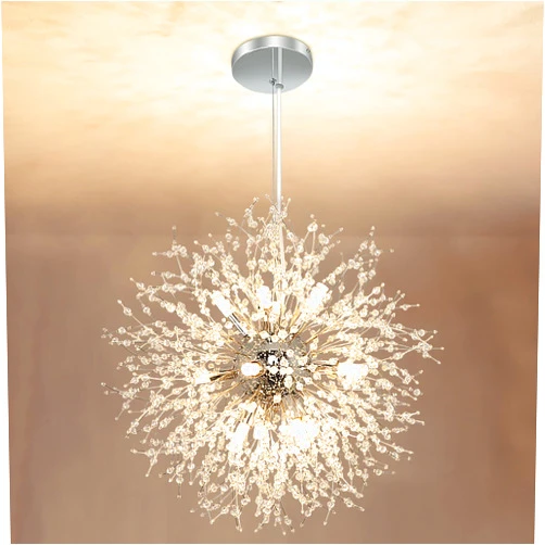 Depuley Crystal Chandeliers, 12 Lights Modern Dandelion Firework Sputnik Chandelier Pendant Light Fixtures for Living Room, Dining Room, Bedroom, Kitchen, Porch, G9 Bulbs