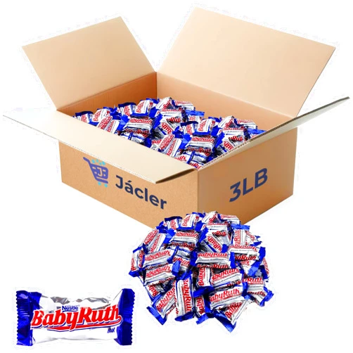 JÁCLER Baby Ruth Milk Chocolate Bars – Baby Ruth Fun Size Rich Caramel and Smooth Nougat Dry Roasted Peanuts – Fun Size Bulk Candy - Individually Wrapped (3 Pound)