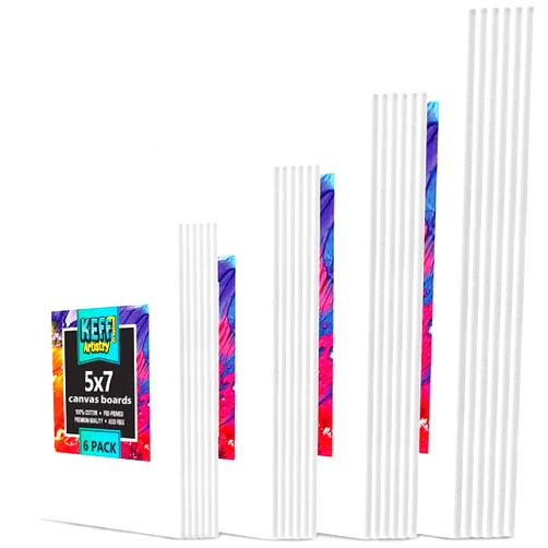 KEFF 24-Pack Bulk Canvas for Painting, 6 of 5x7, 8x10, 9x12, 11x14 Canvas Boards for Painting, Art Supplies for Adults & Kids - 100% Cotton Primed Painting Canvas for Acrylic, Oil, Watercolor, Tempera