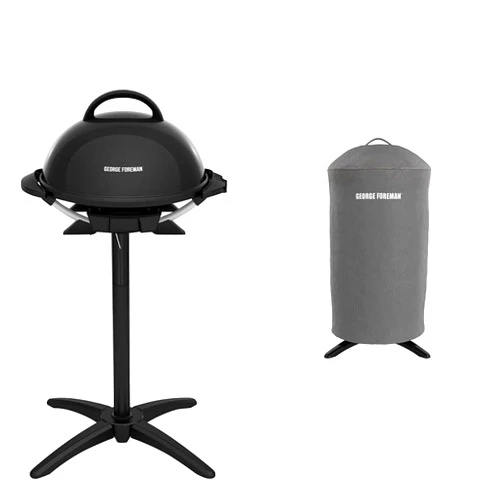 George Foreman Indoor/Outdoor Electric Grill (15-Serving) and George Foreman GFA0240RDCG Round Grill Cover