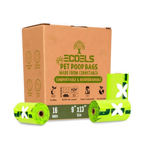 ECOELS 100% Compostable Biodegradable Dog Poop Bags| Unscented 16 Refill Rolls, 240 Extra Large, Strong & Leakproof Poop Bags- Cornstarch Made Dog Poo Bags Certified OK HOME COMPOST, EN13432 & US-ASTM