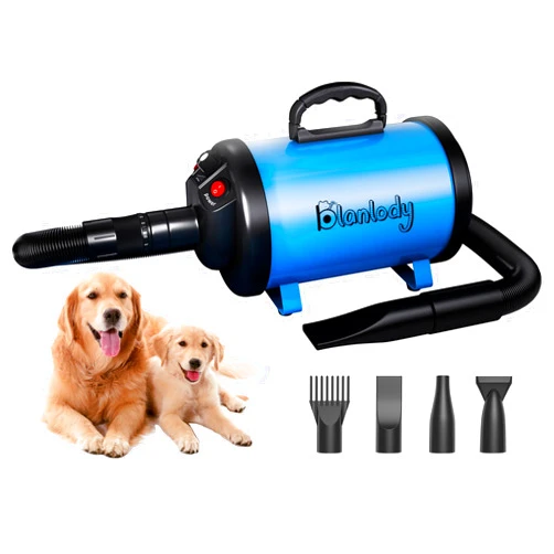 Blanlody Dog Dryer High Velocity Pet Hair Blower for Grooming, Blow 3200W/4.5HP for Large Dogs secadora para Perros with Stepless Adjustable Speed, 4 Different Nozzles