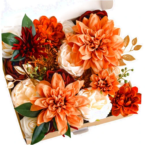 Lookein Artificial Flowers for DIY Wedding Decoration Bridal Bouquet Table Centerpieces Flower Garland Arch Flower Decoration Home Decor, Rustic Terracotta