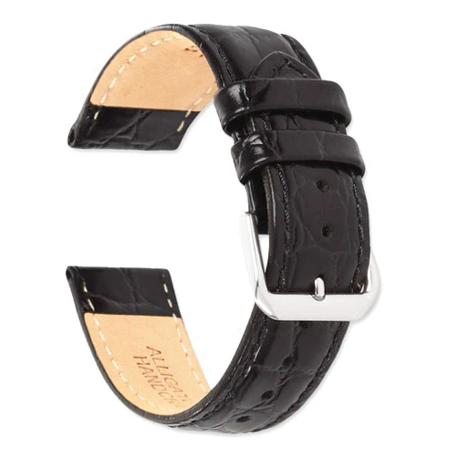 DeBeer Alligator Grain Leather Replacement Watch Band Strap - Extra Long Length - 8.75