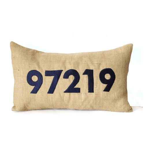 Amore Beaute Decorative Throw Pillow Cover in Natural Burlap with Custom Monogram - Handmade Lumbar Pillowcase - Zip Code Pillow Cover - Initial Pillow Cover- Personalized Pillow Covers - 12