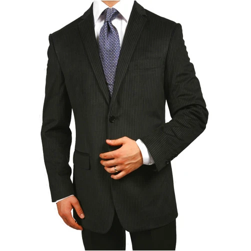 Ferrecci Men's Sinatra Black Pinstripe Slim Fit Velvet Blazer