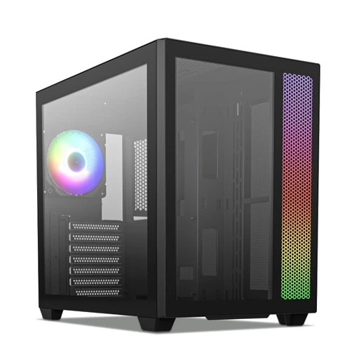 Vetroo AL700 Mid-Tower ATX Black PC Case Dual Tempered Glass Panel Top & Side 360mm Radiator Support Computer Gaming Case ARGB with LED Strip Pre-Installed Rear 120mm Addressable RGB & PWM Fan