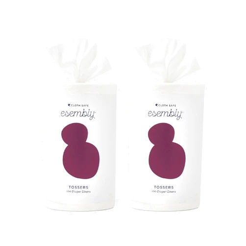 Esembly Tossers, Cloth Diaper Disposable Viscose Derived from Bamboo Liner, Fragrance-Free and Chlorine-Free, One Size, 2- Liners (2-Pack)