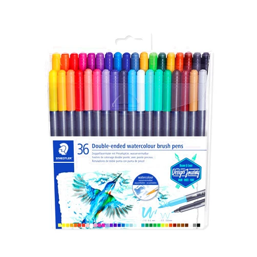 Staedtler 3001 TB36 ST Double-Ended Watercolour Brush Pen, 36 Count (Pack of 1), Multicolor