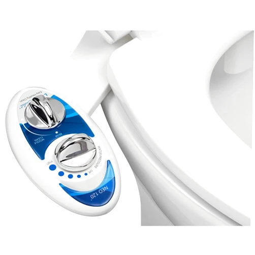 LUXE Bidet NEO 120 - Self-Cleaning Nozzle, Fresh Water Non-Electric Bidet Attachment for Toilet Seat, Adjustable Water Pressure, Rear Wash (Blue)