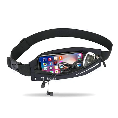 AIKENDO Slim Running Belt for Women Men,Runners Fanny Pack Phone Holder,Run Pouch Waist Belt for Workout Jogging,Money Belt Running Gear Accessories(Black)