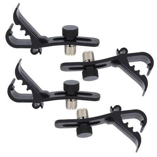 Lwuey Drum Microphone Clip, 4PCS Shockproof Securing Mic Clips Drums Micro Phone Clamp Mount Holder Adjustable Compact Universal Lapel Mic Stand Rim Musical Instrument Supplies Fixing Set