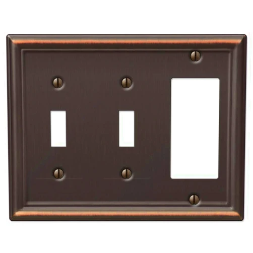 Amerelle 149TTRDB Chelsea Steel Double Toggle/Single Rocker-GFCI Wallplate, Aged Bronze