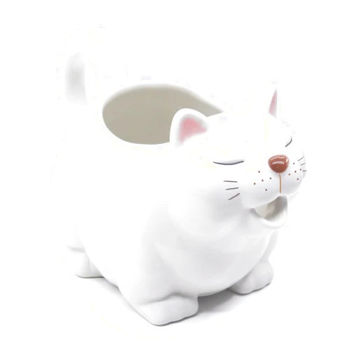 ISTOOLL Large 23Oz Cat Gravy Boat,With Hand Painted White Fine Porcelain Saucier With Big Dripless Lip Spout |For Gravy, Warming Sauces, Salad Dressings, Milk, More Microwave & Freezer Safe(700ML)