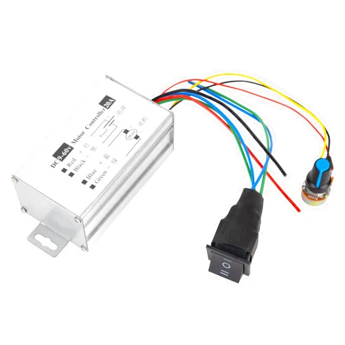 BlueStars DC Motor Speed Controller 9-60V 12V 24V 36V 48V 60V 20A 25KHZ PWM Motor Speed Controller with Forward-Brake-Reverse Switch & Adjustable Potentiometer, Used for DC Motors Within 20A