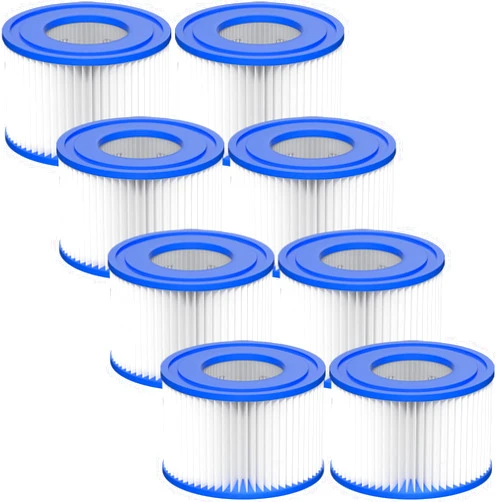 Vickmons Type VI Hot Tub Filter Cartridge Compatible with Lay-Z-Spa, Coleman SaluSpa 90352E, 58323E, 58323 Swimming Pool Pump (8 Pack)