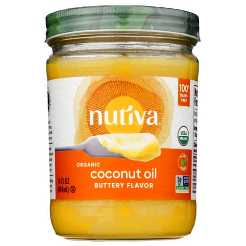 Nutiva Organic Coconut Oil with Butter Flavor from non-GMO, Steam Refined, Sustainably Farmed Coconuts, 14-ounce